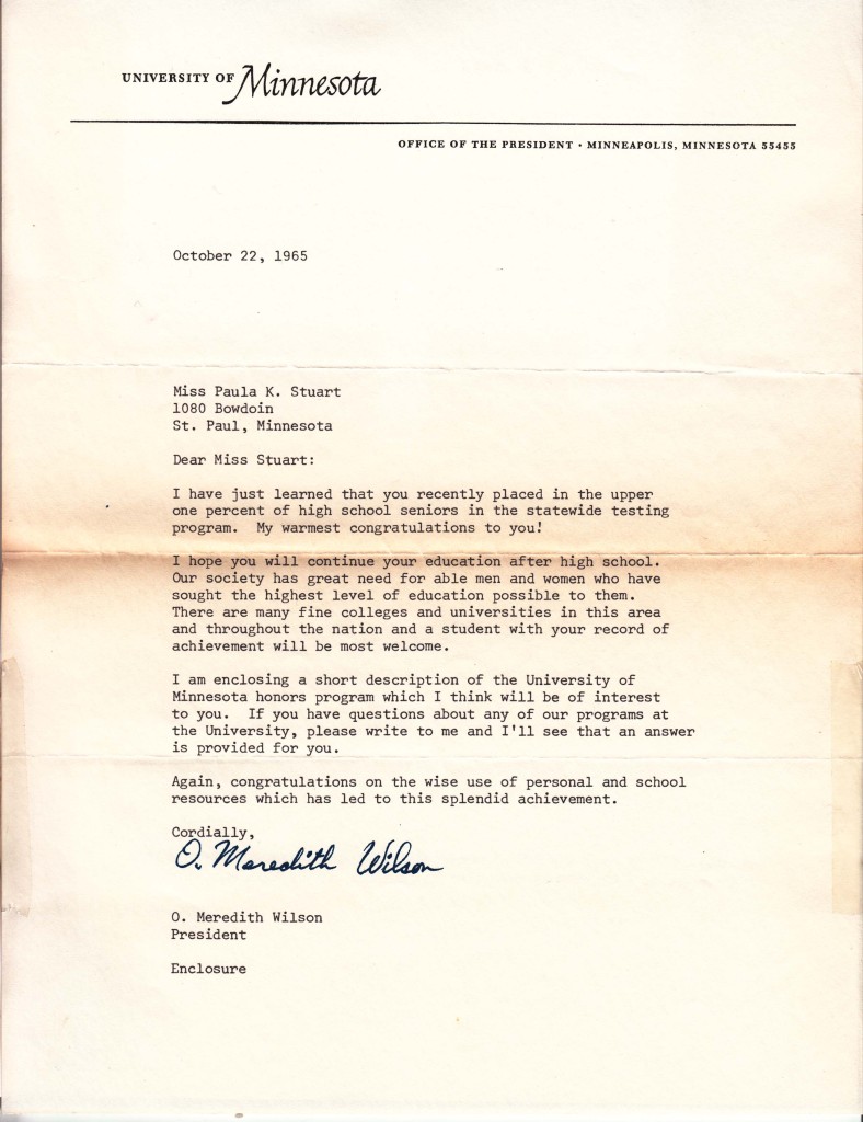 U of M 1965 letter
